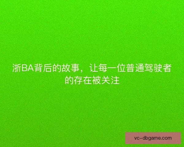 浙BA背后的故事，让每一位普通驾驶者的存在被关注